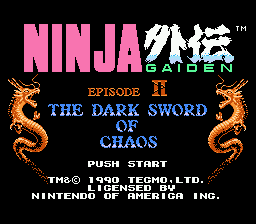 Ninja Gaiden II: The Dark Sword of Chaos title screenshot